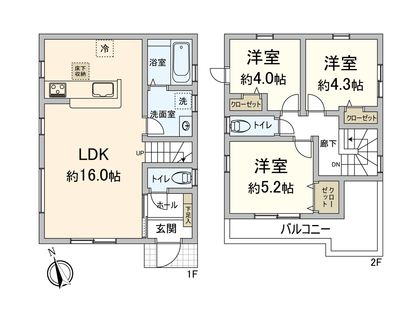 博多区東月隈五丁目 戸建一号棟 間取図(平面図) 間取図(平面図)