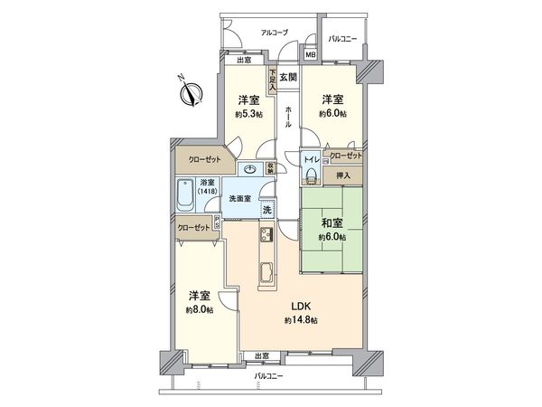 アーサー新宮グランパティオ ウエストコート棟 間取図(平面図) アーサー新宮グランパティオ ウエストコート棟 間取図(平面図)