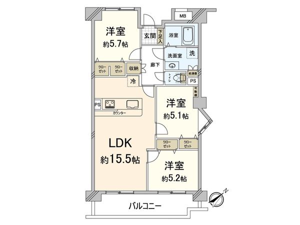 コスモテール吉塚 間取図(平面図)