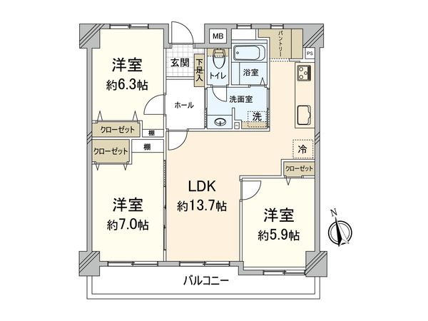 サーパス井尻 間取図(平面図) 間取図(平面図)
