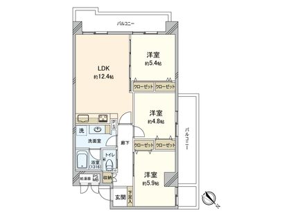 コープ野村大橋 間取図(平面図) 間取図(平面図)