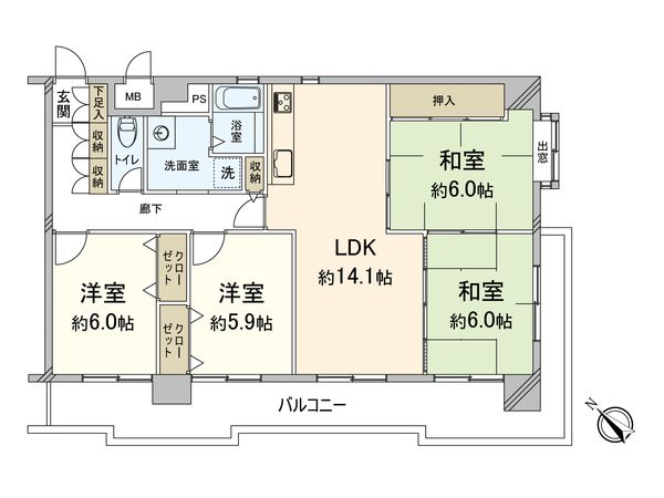 ネオハイツ薬院 間取図(平面図) ネオハイツ薬院 間取図(平面図)