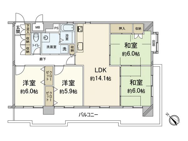 ネオハイツ薬院 間取図(平面図) ネオハイツ薬院 間取図(平面図)