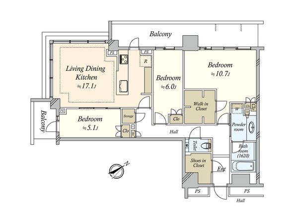 Brillia Tower西新・PRALIVA 間取図(平面図) Brillia Tower西新・PRALIVA 間取図(平面図)