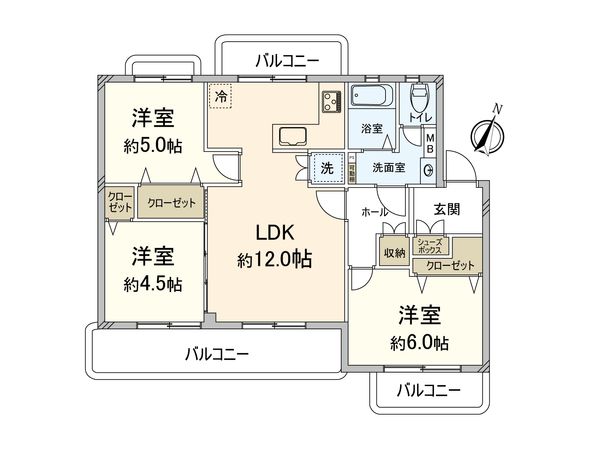 野間台住宅 11棟 間取図(平面図) 野間台住宅 11棟 間取図(平面図)