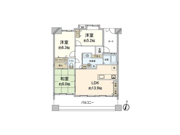 レークヒルズ野多目六番館 間取図(平面図) レークヒルズ野多目六番館 間取図(平面図)