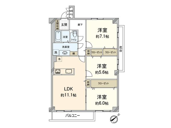 ヒューマンズ長住 間取図(平面図)