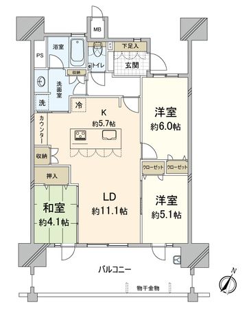アーバンパレス香椎照葉 南棟 間取図(平面図) アーバンパレス香椎照葉 南棟 間取図(平面図)