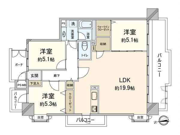 ロマネスク西公園第5 間取図(平面図) ロマネスク西公園第5 間取図(平面図)