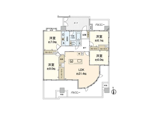 アンピール・マキシム大濠 間取図(平面図)