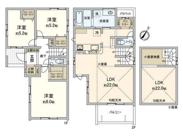 早良区荒江3丁目新築戸建2号棟 間取図(平面図) 早良区荒江3丁目新築戸建2号棟 間取図(平面図)