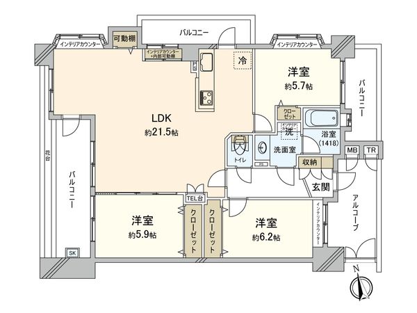 アダージュ原五番館 間取図(平面図)