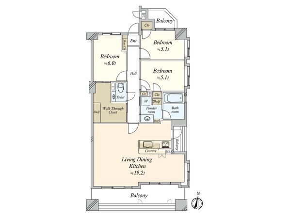 ファーネスト西新六丁目 間取図(平面図)