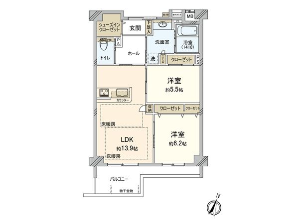 モントーレラコルタユニバ通り 間取図(平面図) モントーレラコルタユニバ通り 間取図(平面図)