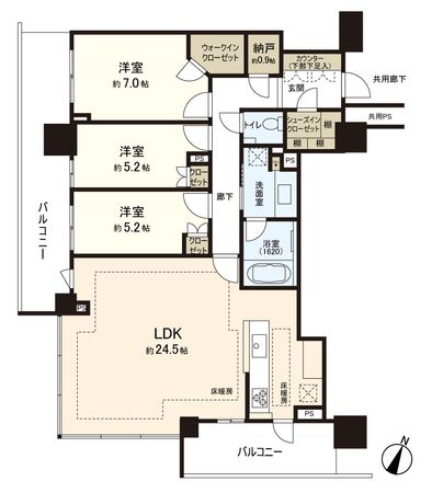 Brillia Tower西新・PRALIVA 間取図(平面図)