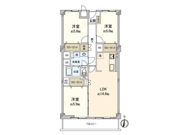 日商岩井福陵マンション 間取図(平面図) 間取図(平面図)