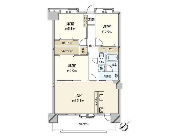スカイハイツ姪浜西 間取図(平面図)