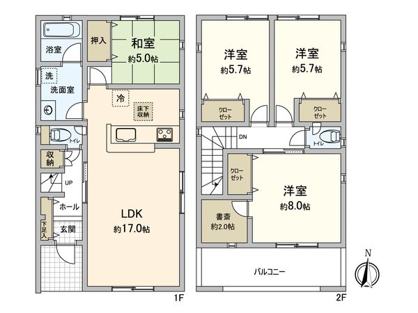 野方5丁目 新築戸建1号棟 間取図(平面図) 間取図(平面図)