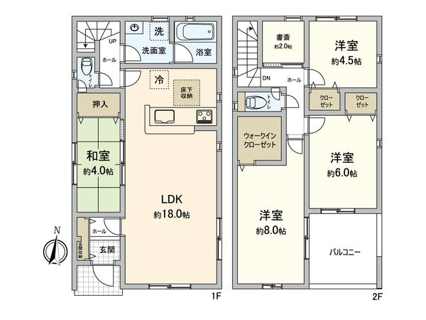 野方5丁目 新築戸建2号棟 間取図(平面図) 間取図(平面図)