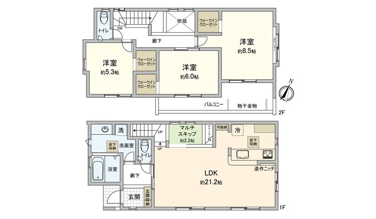 横浜1丁目 新築戸建2号棟 間取図(平面図) 横浜1丁目 新築戸建2号棟 間取図(平面図)