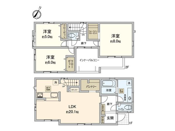 横浜1丁目 新築戸建3号棟 間取図(平面図)