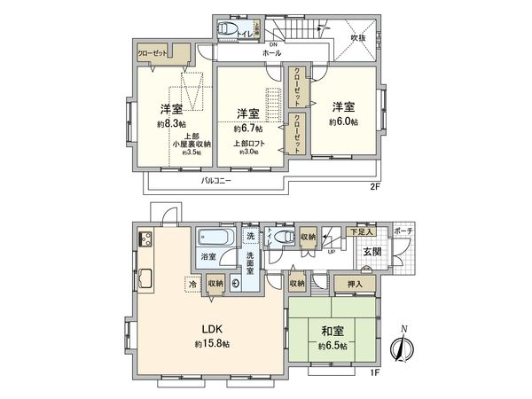 今宿東3丁目 戸建 間取図(平面図)