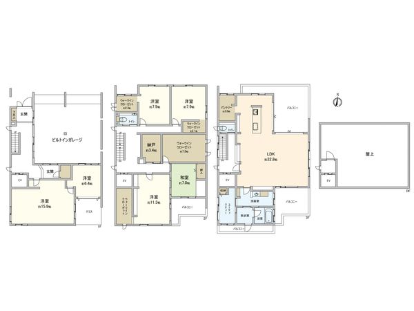 百道1丁目 戸建 間取図(平面図) 百道1丁目 戸建 間取図(平面図)