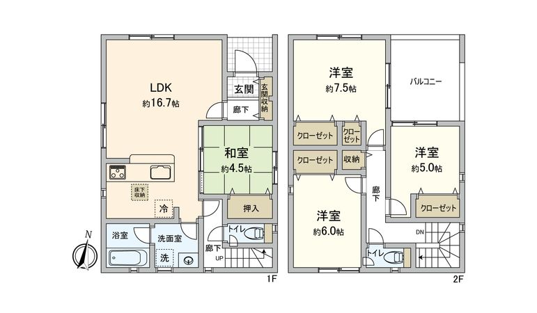 石丸2丁目 新築戸建3号棟 間取図(平面図) 石丸2丁目 新築戸建3号棟 間取図(平面図)