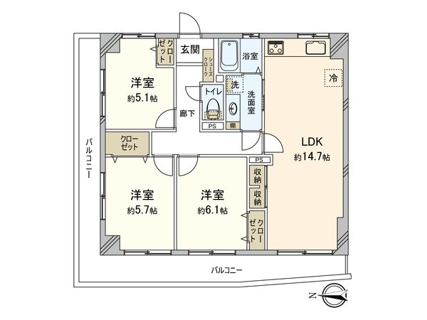 エクレール福重 間取図(平面図) エクレール福重 間取図(平面図)