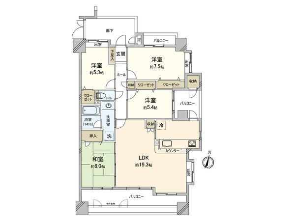 サンリヤン姪浜 間取図(平面図) サンリヤン姪浜 間取図(平面図)