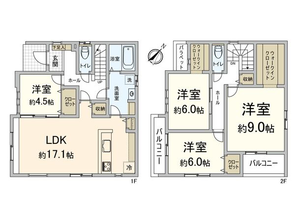老司1丁目新築戸建 間取図(平面図) 老司1丁目新築戸建 間取図(平面図)