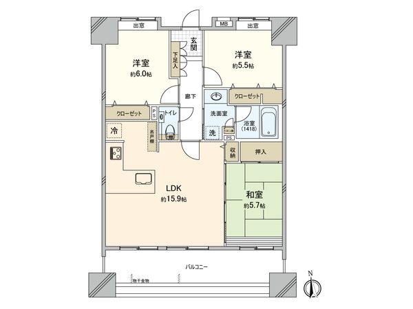 アクロス箱崎ブライトガーデン 間取図(平面図) 間取図(平面図)