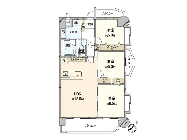 コアマンション美野島 間取図(平面図) コアマンション美野島 間取図(平面図)