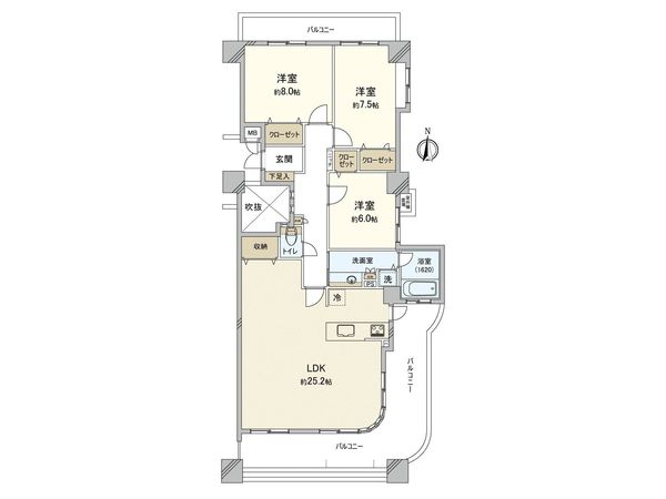 パティオ福岡東 West棟 間取図(平面図)