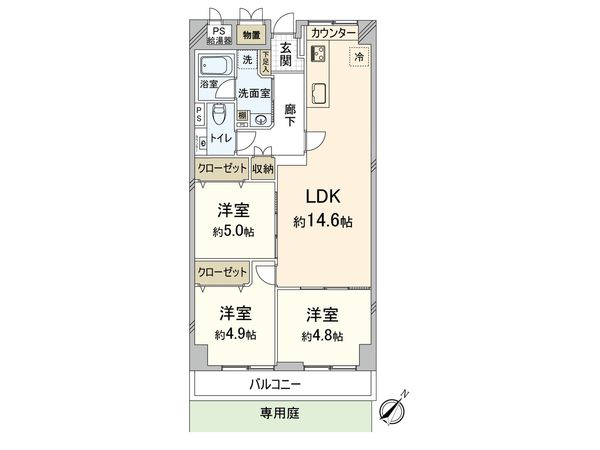 ローレルハイツ南福岡 三号棟 間取図(平面図) ローレルハイツ南福岡 三号棟 間取図(平面図)