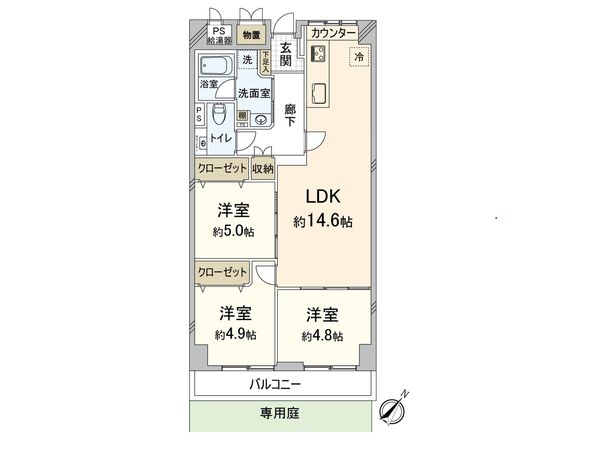 ローレルハイツ南福岡 三号棟 間取図(平面図) ローレルハイツ南福岡 三号棟 間取図(平面図)