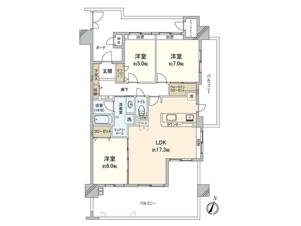 パーク・サンリヤン博多の森Ⅰ・Ⅱ番館 間取図(平面図)
