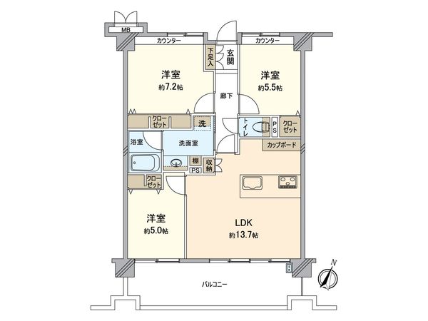ベルヴィ香椎六番館 間取図(平面図) ベルヴィ香椎六番館 間取図(平面図)