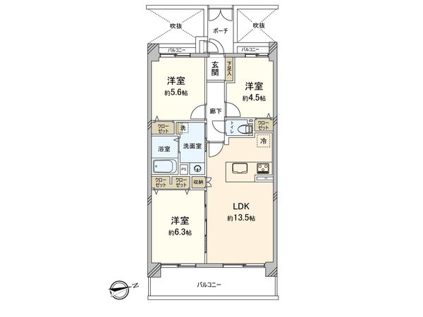 コスモ南福岡ウィングガーデン 間取図(平面図) コスモ南福岡ウィングガーデン 間取図(平面図)