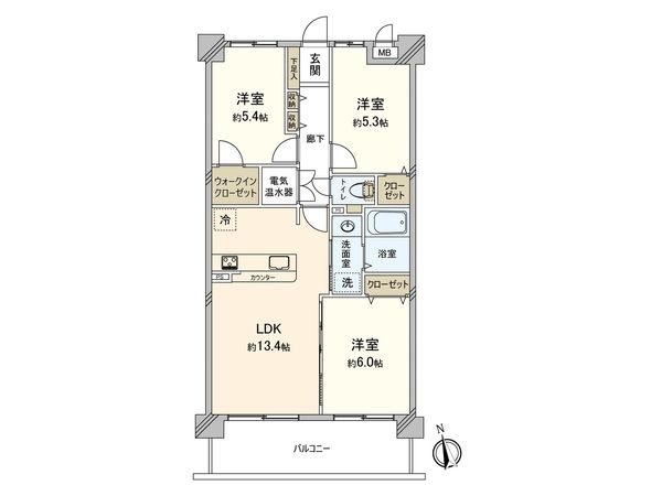 エバーライフ東平尾公園2 間取図(平面図)