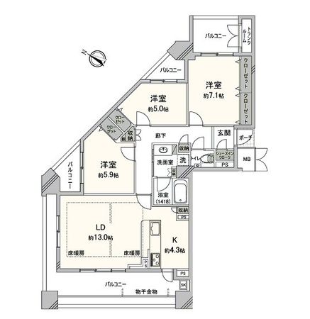 グランド・サンリヤン大濠公園タワー 間取図(平面図) グランド・サンリヤン大濠公園タワー 間取図(平面図)