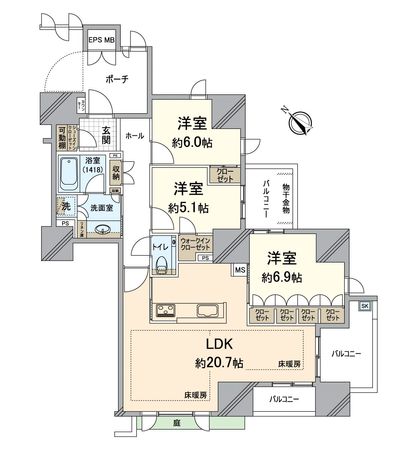 グランドメゾン百道プレイス 間取図(平面図) 間取図(平面図)