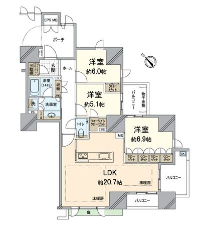 グランドメゾン百道プレイス 間取図(平面図)