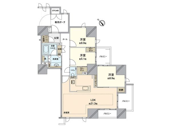 グランドメゾン百道プレイス 間取図(平面図)