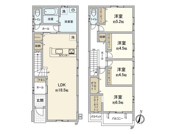 寺塚1丁目 新築戸建 3号棟 間取図(平面図) 寺塚1丁目 新築戸建 3号棟 間取図(平面図)