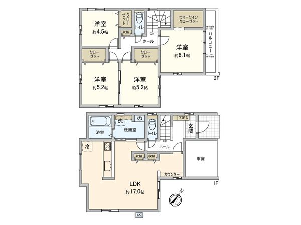 井尻5丁目新築戸建 2号棟 間取図(平面図)