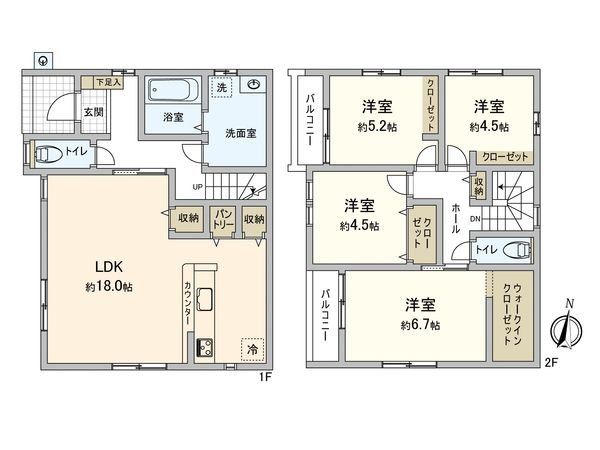 寺塚1丁目 新築戸建 1号棟 間取図(平面図) 寺塚1丁目 新築戸建 1号棟 間取図(平面図)