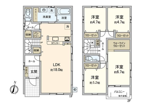 寺塚1丁目 新築戸建 2号棟 間取図(平面図) 寺塚1丁目 新築戸建 2号棟 間取図(平面図)