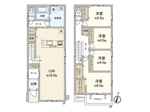 寺塚1丁目 新築戸建 3号棟 間取図(平面図) 寺塚1丁目 新築戸建 3号棟 間取図(平面図)