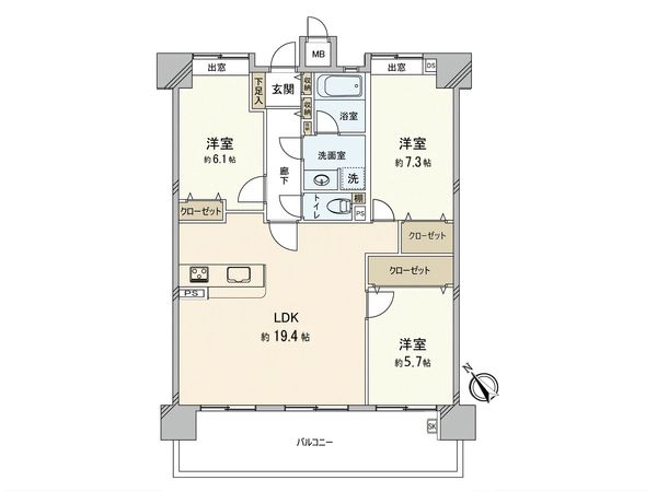 アプローズ筑紫丘南 間取図(平面図) アプローズ筑紫丘南 間取図(平面図)